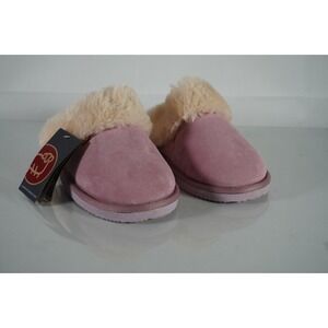 Girls LAMO Cozy Pink Warm Faux Fur Slippers with Pink Soles Size 5Y (XXL)
